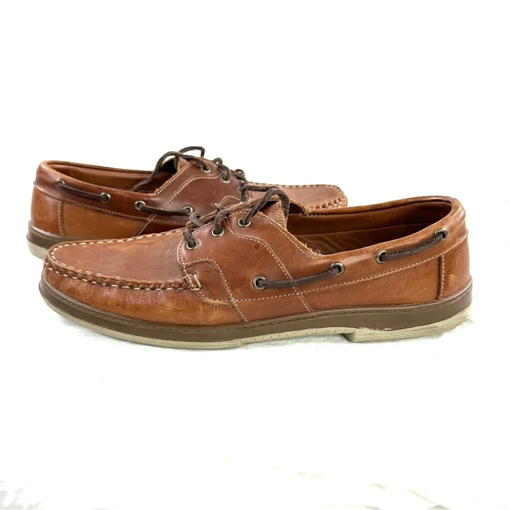 Allen Edmonds Eastport Men Size 11.5E Brown Leather Boat Shoe Loafer Lace Up